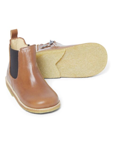 Boots Chelsea Zippées cognac