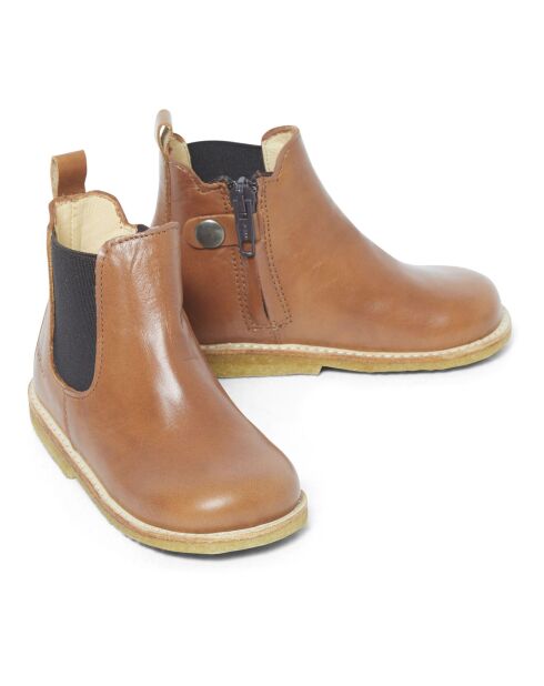 Chelsea-Stiefel mit Reißverschluss cognac