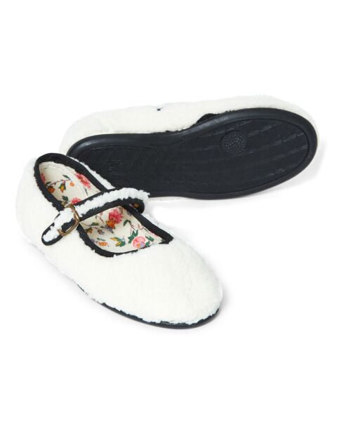 Chaussons Façon Fourrure Collaboration Hermosilla x Bonjour écrus