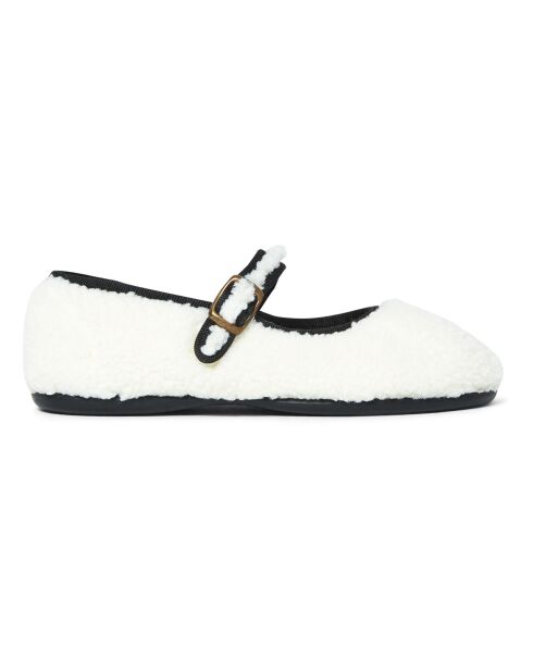 Chaussons Façon Fourrure Collaboration Hermosilla x Bonjour écrus