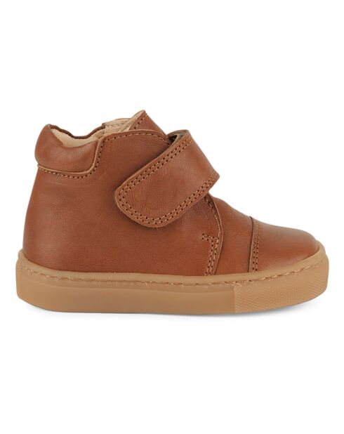 Boots Low Kicks à Scratchs cognac