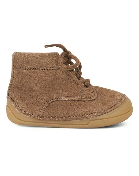 Baskets à Lacets en Suede Bootie marron