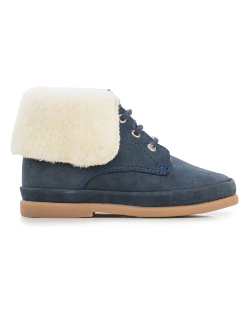 Boots Fourrées en Nubuck bleu marine