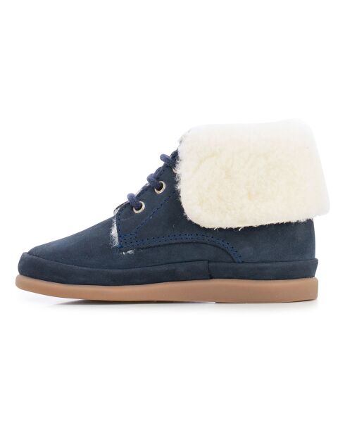 Boots Fourrées en Nubuck bleu marine