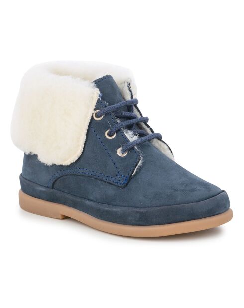 Boots Fourrées en Nubuck bleu marine