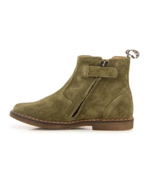 Bottines Chelsea en Suede City Jodzip vert olive