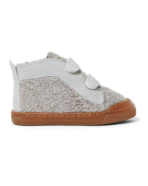 Baskets en Shearling à Scratchs grises