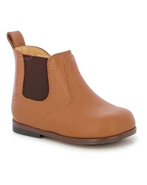 Bottines en Vachette Zeus Elastiquées et Zippées camel