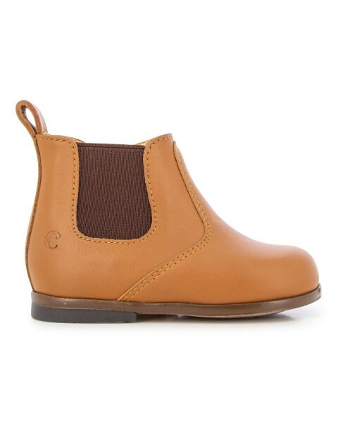 Bottines en Vachette Zeus Elastiquées et Zippées camel