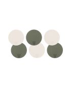 Sous-verre rond réversible crème/vert  - 6 pièces
