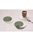 Sous-verre rond réversible crème/vert  - 6 pièces