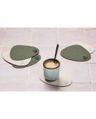 Sous-verre curve réversible crème/vert - 6 pièces