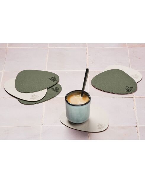 Sous-verre curve réversible crème/vert - 6 pièces