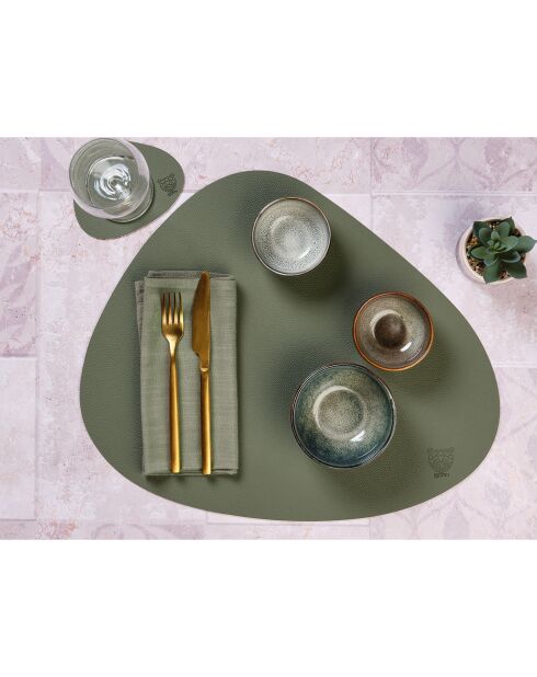 Sous-verre curve réversible crème/vert - 6 pièces