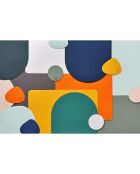 Beidseitiger Untersetzer, kurvenförmig, blau/grau, 6 Stück