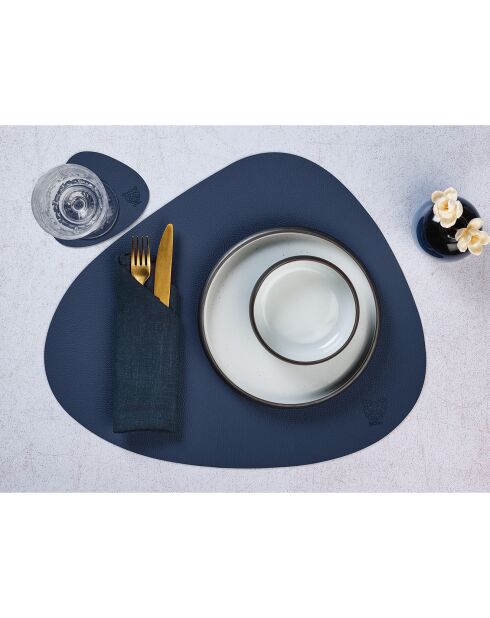 Beidseitiger Untersetzer, kurvenförmig, blau/grau, 6 Stück