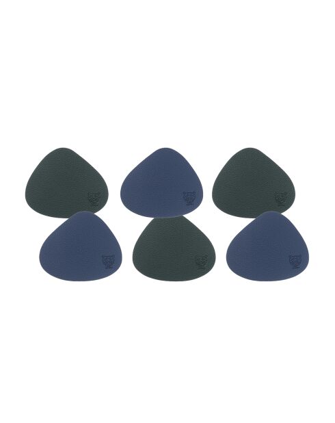 Beidseitiger Untersetzer, kurvenförmig, blau/grau, 6 Stück