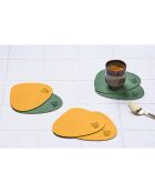 Sous-verre curve réversible jaune/vert  - 6 pièces