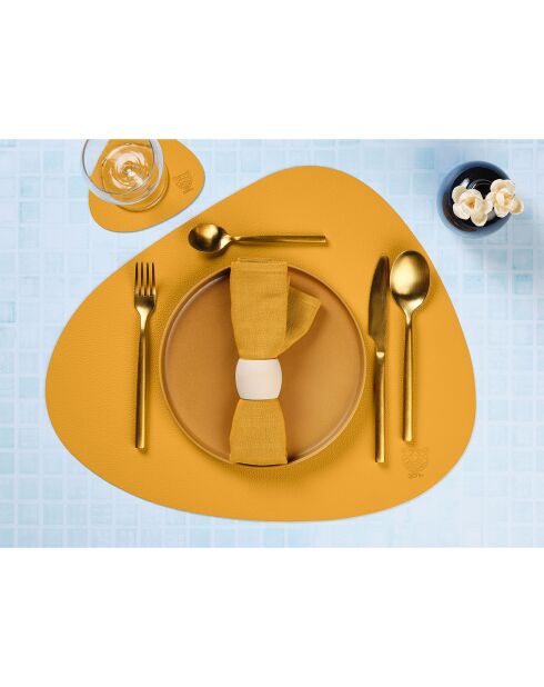 Omkeerbare geel/groene gebogen onderzetter - 6 stuks