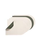 6 Sets de table rectangovale réversible crème/vert - 44.5x30x0.18 cm