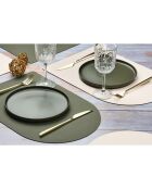 6 Sets de table rectangovale réversible crème/vert - 44.5x30x0.18 cm