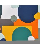 6 rechthoekige omkeerbare placemats crème/groen - 44,5x30x0,18 cm