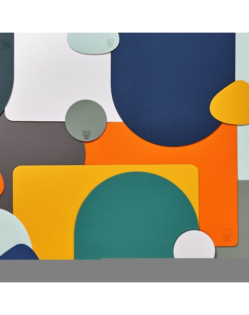 6 rechthoekige omkeerbare placemats crème/groen - 44,5x30x0,18 cm