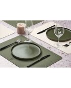 6 rechthoekige omkeerbare placemats crème/groen - 44,5x30x0,18 cm