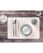 6 rechthoekige omkeerbare placemats crème/groen - 44,5x30x0,18 cm