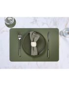 6 rechthoekige omkeerbare placemats crème/groen - 44,5x30x0,18 cm