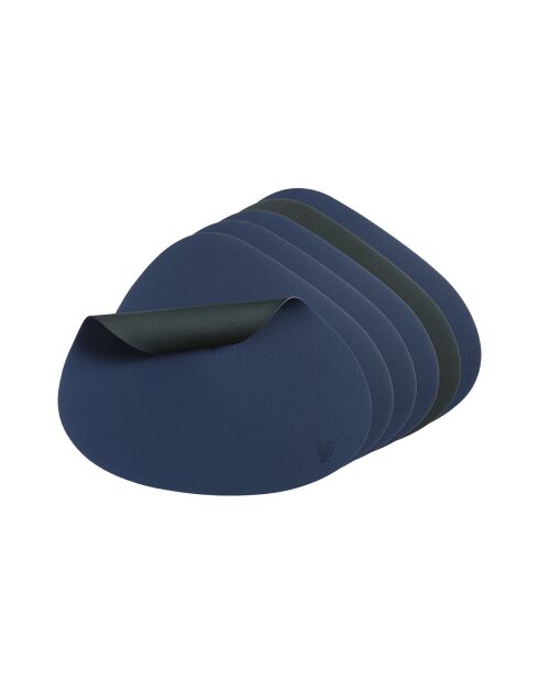 6 Sets de table curve réversible  bleu/gris - 44.5x30x0.18 cm