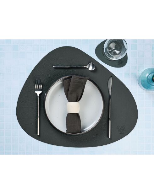 6 beidseitig verwendbare Tischsets in Blau/Grau mit geschwungenen Kurven — 44,5 x 30 x 0,18 cm