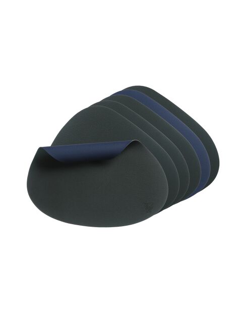 6 beidseitig verwendbare Tischsets in Blau/Grau mit geschwungenen Kurven — 44,5 x 30 x 0,18 cm