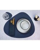 6 Sets de table curve réversible  bleu/gris - 44.5x30x0.18 cm