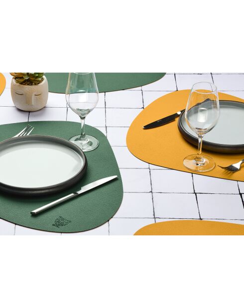 6 Sets de table curve réversible  jaune/vert - 44.5x30x0.18 cm