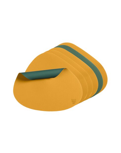 6 Sets de table curve réversible  jaune/vert - 44.5x30x0.18 cm