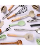 Couverts à salade en bois et silicone GUNNAR beige/marron