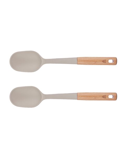 Couverts à salade en bois et silicone GUNNAR beige/marron