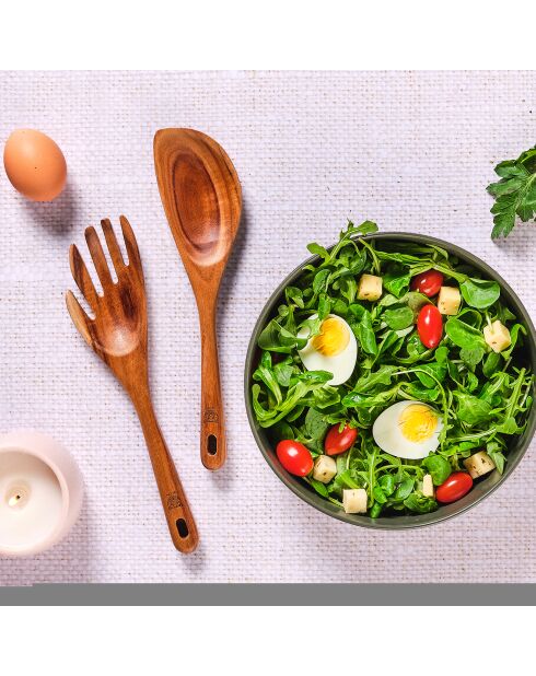 Couverts à salade en bois d'acacia SKOV marron