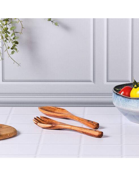 Couverts à salade en bois d'acacia SKOV marron