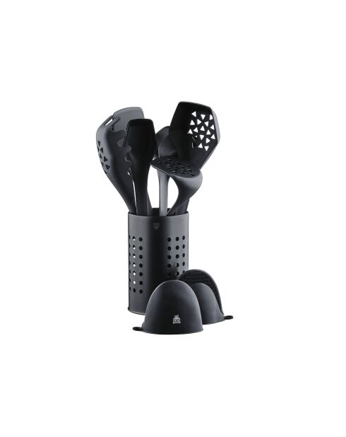 Set d'ustensiles de cuisine en thermoplastique JESPER noir - 9 pièces
