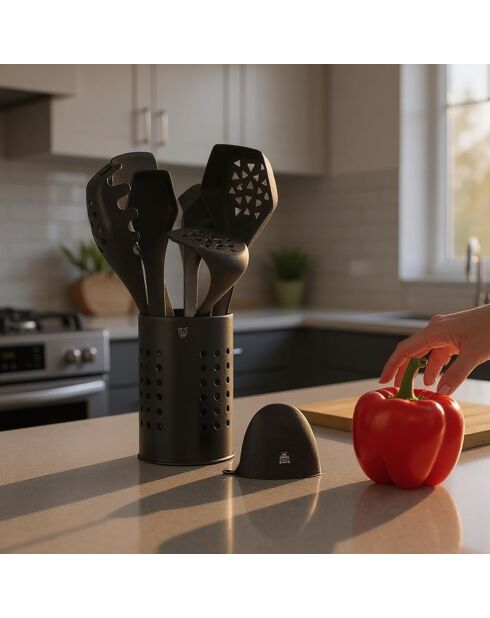 Set di pentole in materiale termoplastico nero JESPER - 9 pezzi