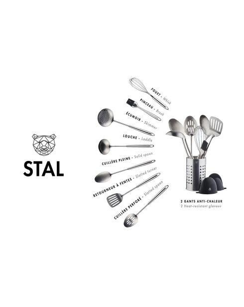 Set d'ustensiles de cuisine en acier inoxydable STAL inox - 10 pièces