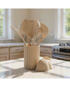 Set di stoviglie in legno e silicone GUNNAR beige/marrone - 11 pezzi