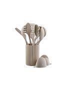 Set di stoviglie in legno e silicone GUNNAR beige/marrone - 11 pezzi
