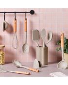Set di stoviglie in legno e silicone GUNNAR beige/marrone - 11 pezzi