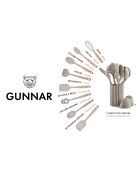 Set di stoviglie in legno e silicone GUNNAR beige/marrone - 11 pezzi