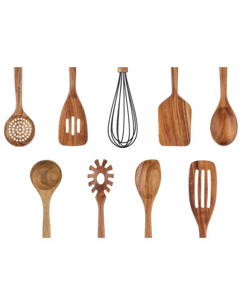 Set di pentole in legno di acacia marrone SKOV - 12 pezzi