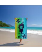 Serviette de plage éponge velours Jacquard Ibisco multicolore - 90x170 cm