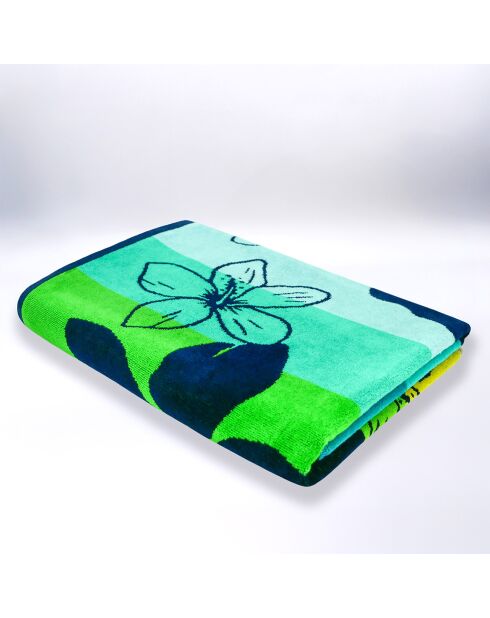 Serviette de plage éponge velours Jacquard Ibisco multicolore - 90x170 cm